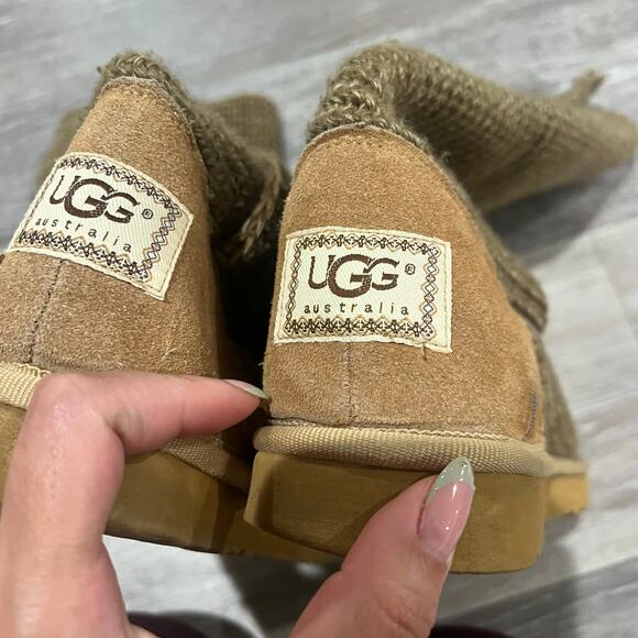 UGG Australia Chestnut Beige Knit Long Boots Size 6 - Picture 6 of 8